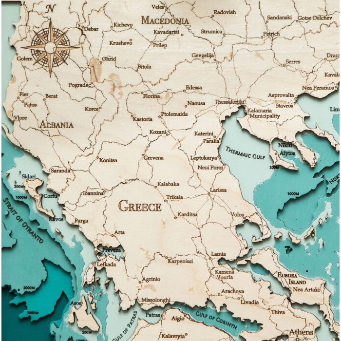 Карта Греции из дерева, на заказ