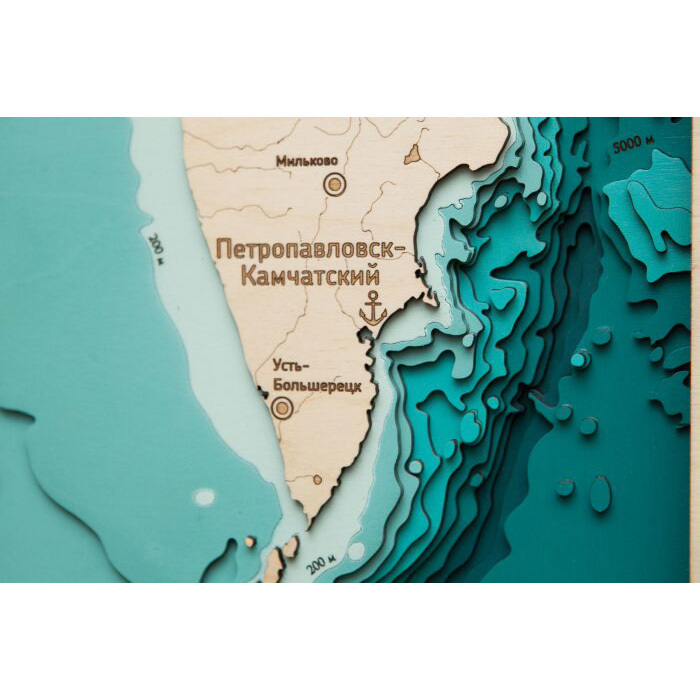 Карта Охотского моря из дерева, на заказ