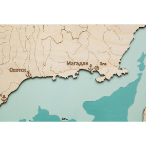 Карта Охотского моря из дерева, на заказ
