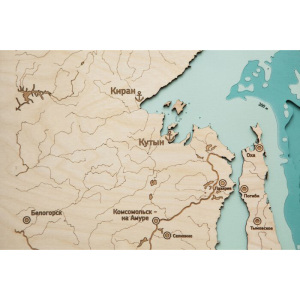Карта Охотского моря из дерева, на заказ