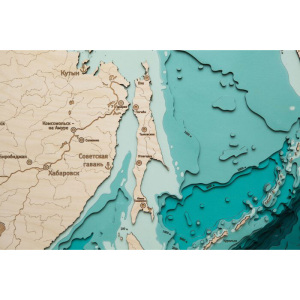Карта Охотского моря из дерева, на заказ