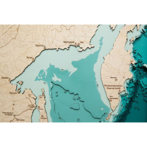 Карта Охотского моря из дерева, на заказ