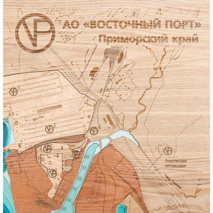 Корпоративная карта порта Восточный из дерева, на заказ