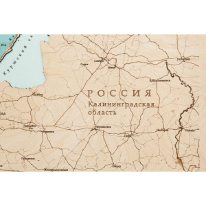 Карта Калининградской области из дерева, на заказ