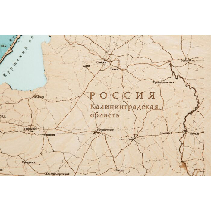 Карта Калининградской области из дерева, на заказ