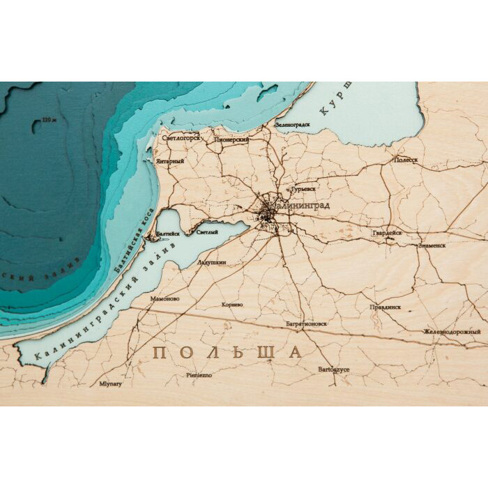 Карта Калининградской области из дерева, на заказ