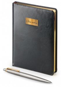 Набор с гравировкой: ежедневник и шариковая ручка "Jotter Essential" St. Steel GT M