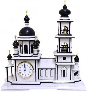 Каминные часы "Церковь" (мрамор, змеевик)