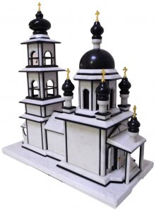 Каминные часы "Церковь" (мрамор, змеевик)