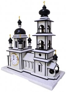 Каминные часы "Церковь" (мрамор, змеевик)