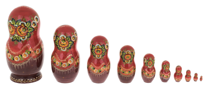 Матрешка на 10 мест "Снегурочка" 25 см