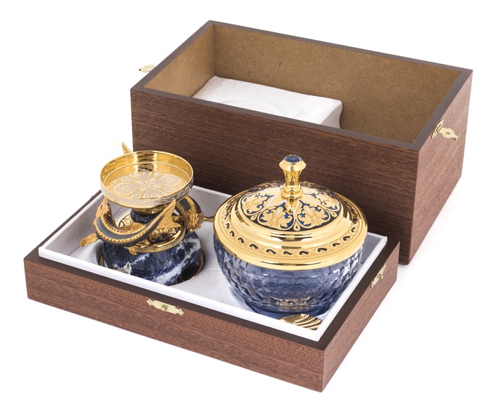 Caviar bowl "Gifts of the sea" sodalite