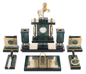 Writing set "Bucephalus" made of malachite, Zlatoust
