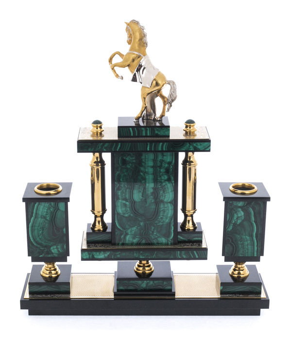 Writing set "Bucephalus" made of malachite, Zlatoust