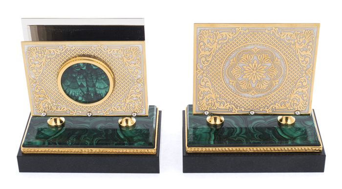 Writing set "Bucephalus" made of malachite, Zlatoust