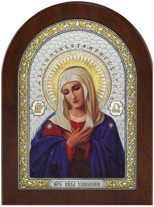 The Icon of the Mother of God "Tenderness" is brown, open attire