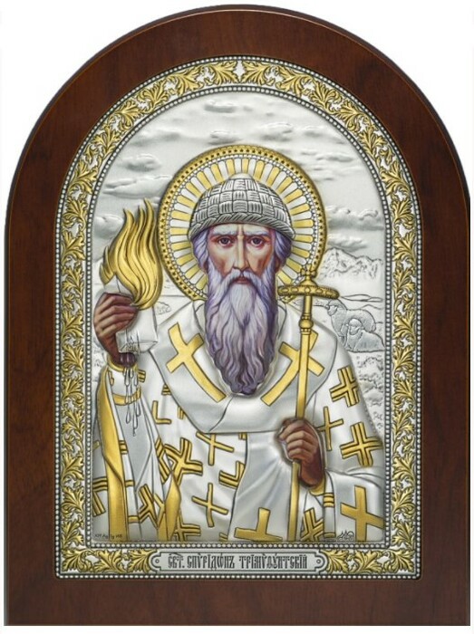 The icon "Saint Spyridon of Trimifunt" is brown