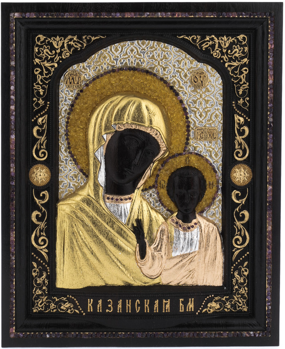 The icon of the stained oak "Kazan Mother of God"
