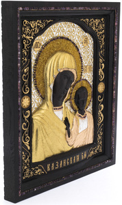 The icon of the stained oak "Kazan Mother of God"