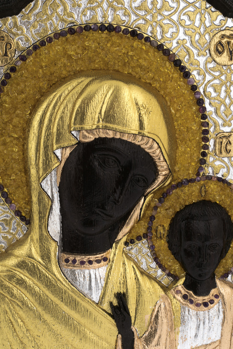 The icon of the stained oak "Kazan Mother of God"