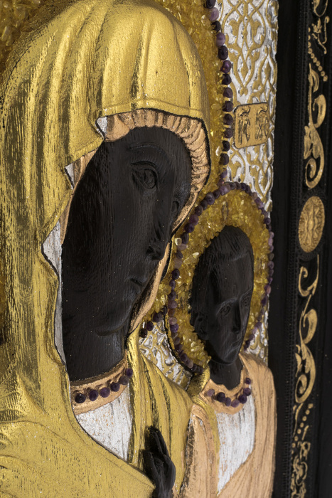 The icon of the stained oak "Kazan Mother of God"