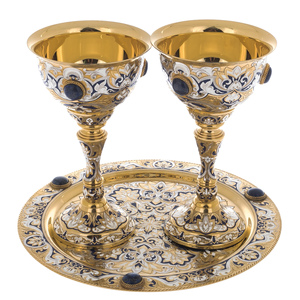 A set of cups on a platter, with lapis lazuli, Zlatoust