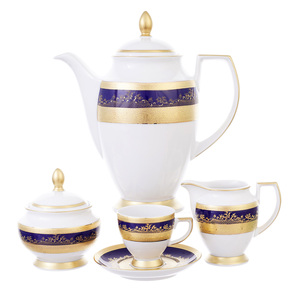 Кофейный сервиз "Constanza Cobalt Gold" на 6 персон, 17 предметов