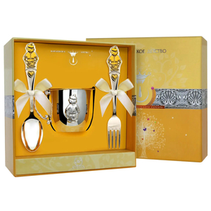 Set of silver children's CD "Boy": fork, mug, spoon with gilding