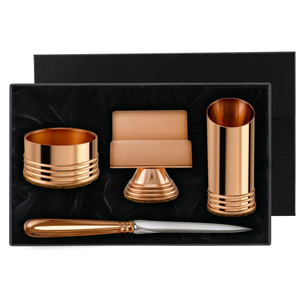 Stationery set, lacquered copper