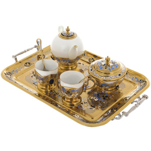 Tea set "Lily of the Valley" with lapis lazuli, Zlatoust