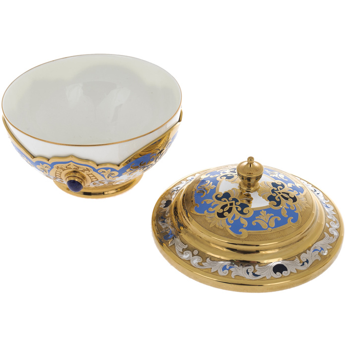 Tea set "Lily of the Valley" with lapis lazuli, Zlatoust