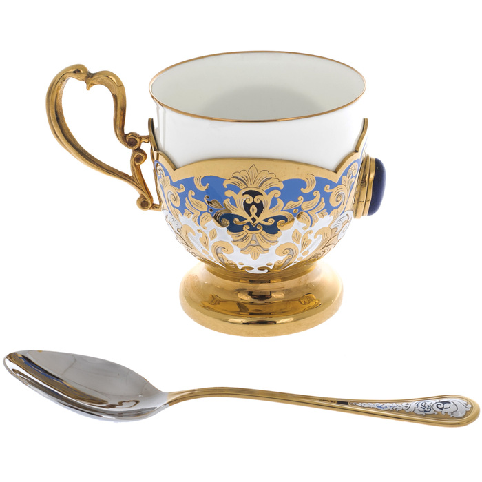 Tea set "Lily of the Valley" with lapis lazuli, Zlatoust