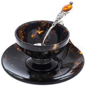Tea set made of black amber and bronze "Antique"
