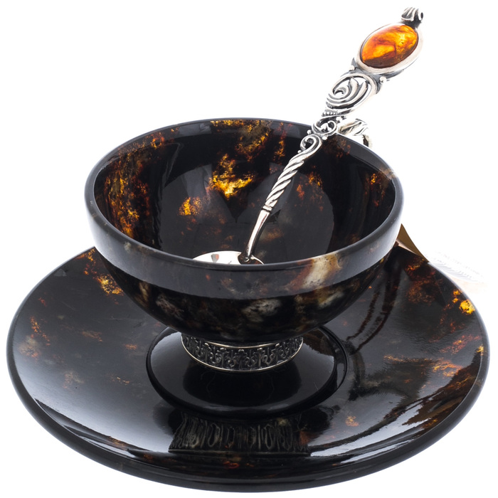 Tea set made of black amber and bronze "Antique"