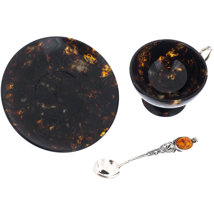 Tea set made of black amber and bronze "Antique"