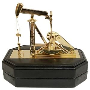 Ручка роллер с нефтяной качалкой серебристо-зеленая
