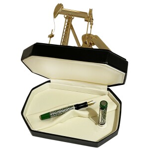 Fountain pen with oil rocker silver-green