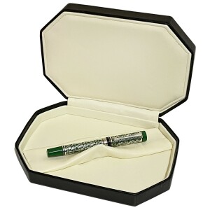 Fountain pen with oil rocker silver-green
