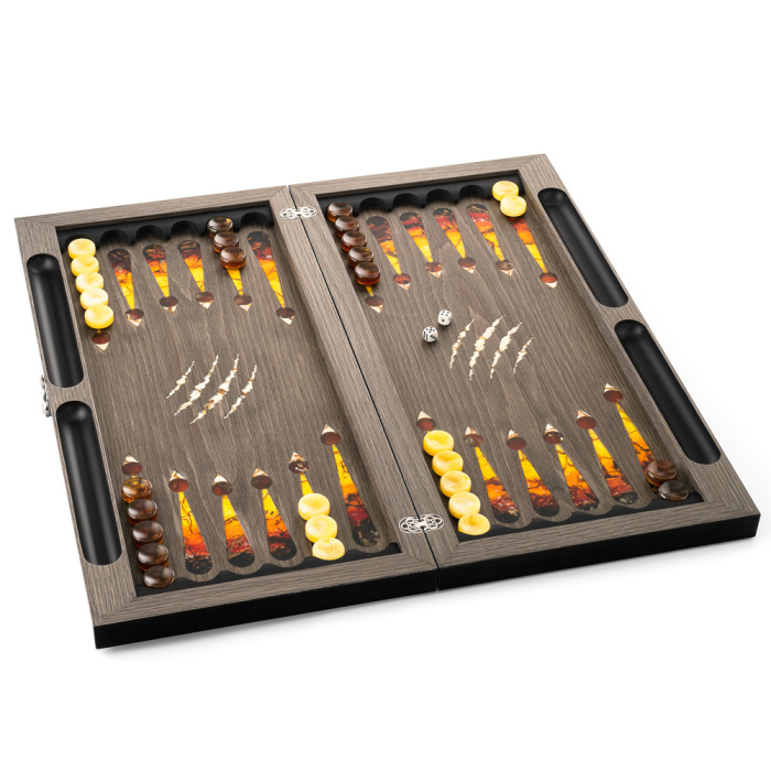 Backgammon made of ash and amber "Leoprad"
