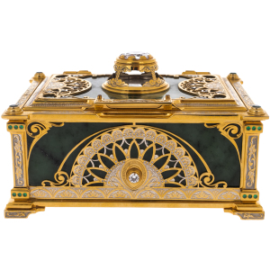Jade casket "Tenderness" with rock crystal, Zlatoust