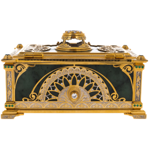 Jade casket "Tenderness" with rock crystal, Zlatoust