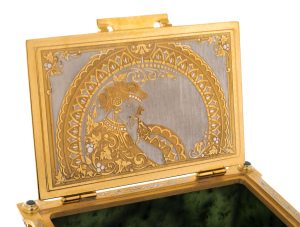 Jade casket "Tenderness" with rock crystal, Zlatoust