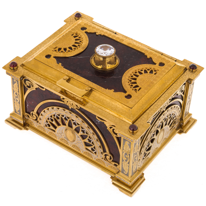 Chest of jasper "Tenderness" with rock crystal, Zlatoust
