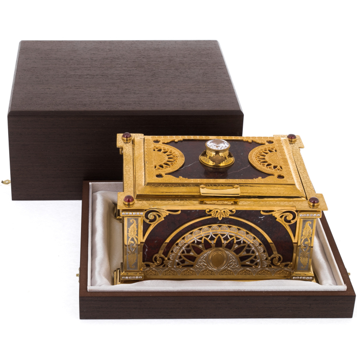 Chest of jasper "Tenderness" with rock crystal, Zlatoust