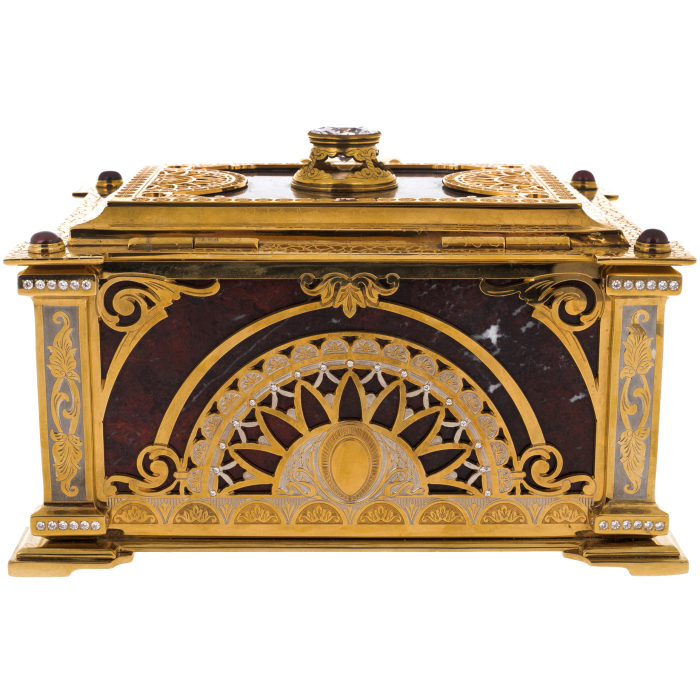 Chest of jasper "Tenderness" with rock crystal, Zlatoust