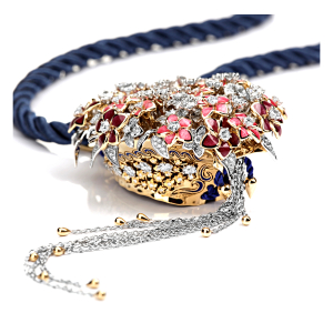 Колье-подвеска BOUQUET из комбинированного золота с бриллиантами и эмалью