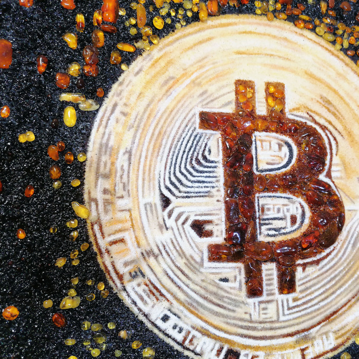 Painting of amber "Bitcoin"