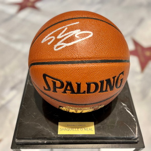 Shaquille O'Neal autographed basketball, black marble