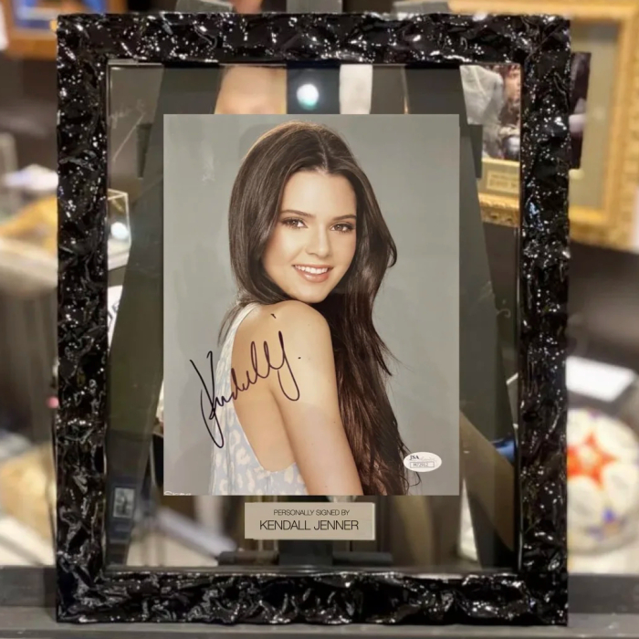 An autographed photo of model Kendall Jenner