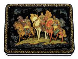 The box of Palekh "Three heroes"